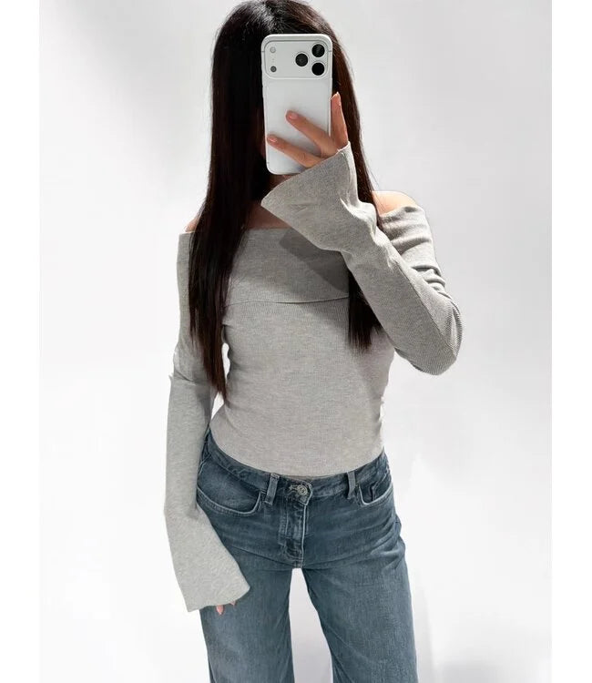 OFF SHOULDER TOP GREY - PRE ORDER 28-11