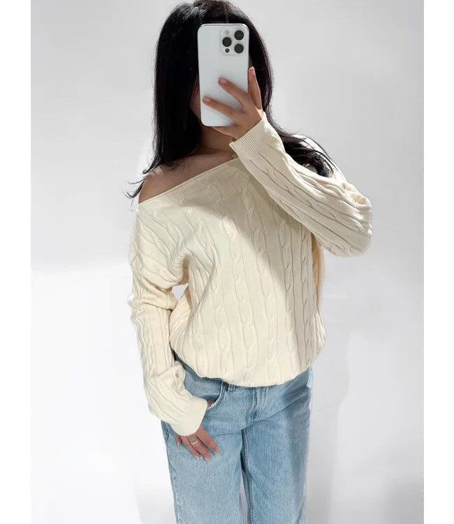 ONE SHOULDER SWEATER BEIGE