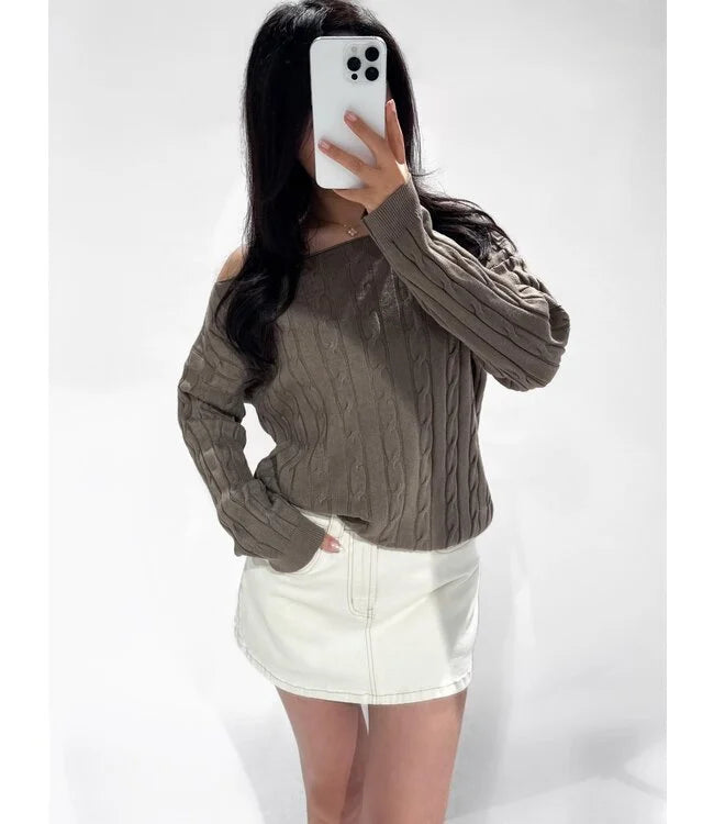 ONE SHOULDER SWEATER BEIGE
